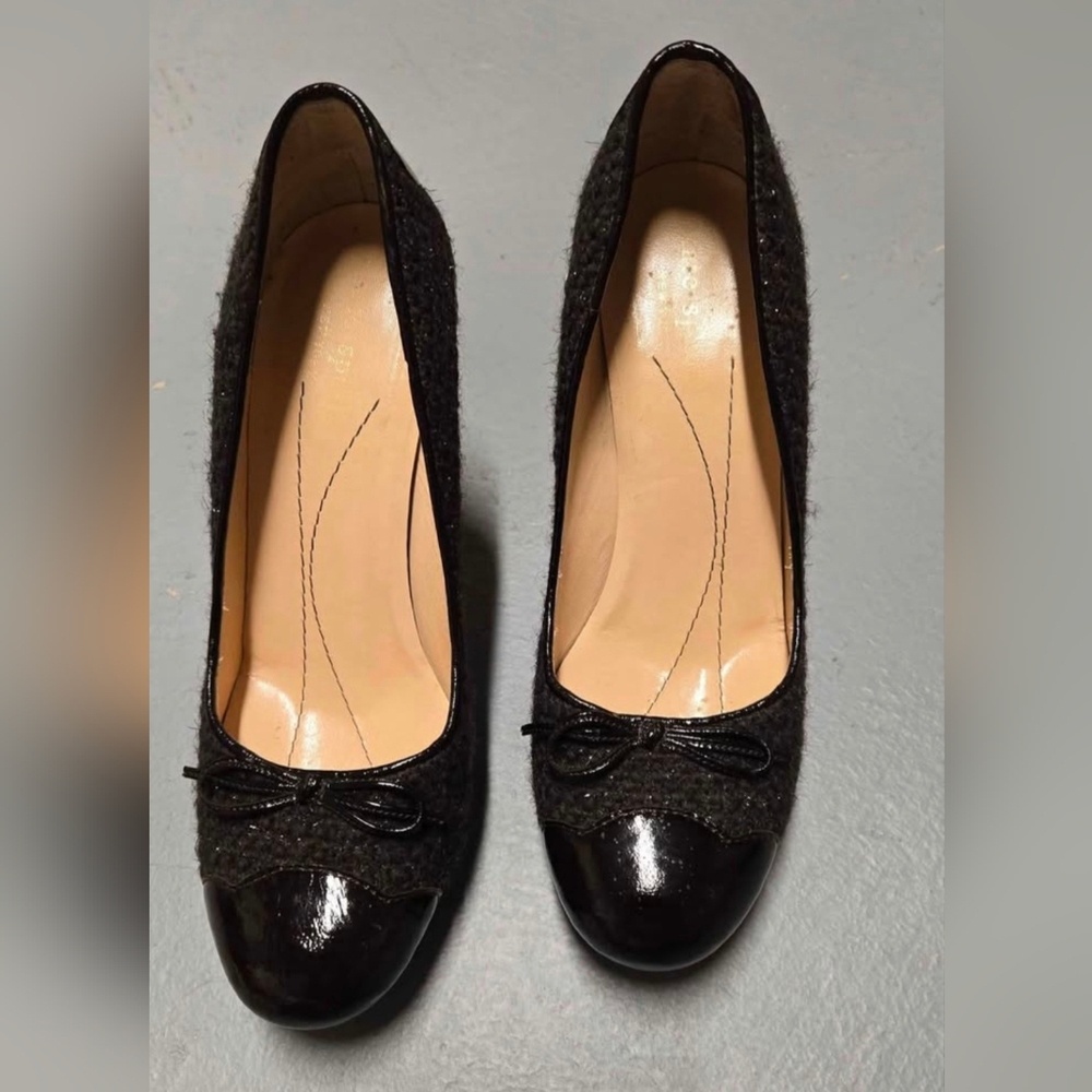 Kate Spade Black Leather Platform Shoes.